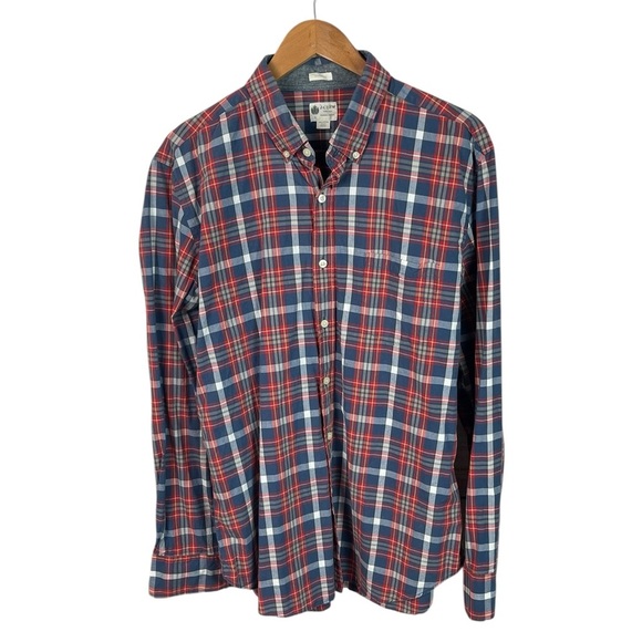 BF1232 Men’s J. Crew Tailored Fit Plaid Washed Casual Button Down Shirt L - Picture 1 of 4